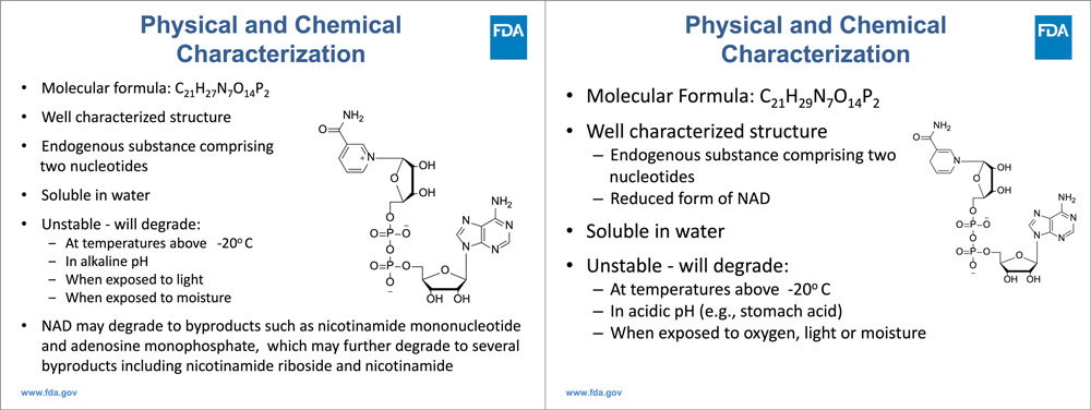 Figure: Description of NAD+ / NADH issued by the US FDA