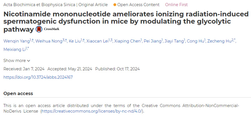 Ameliorative effect of niacinamide mononucleotide on male reproductive disorders