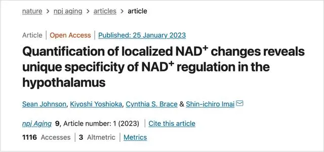 Quantification of localized NAD+ changes reveals unique specificity of NAD+ regulation in the hypothalamus