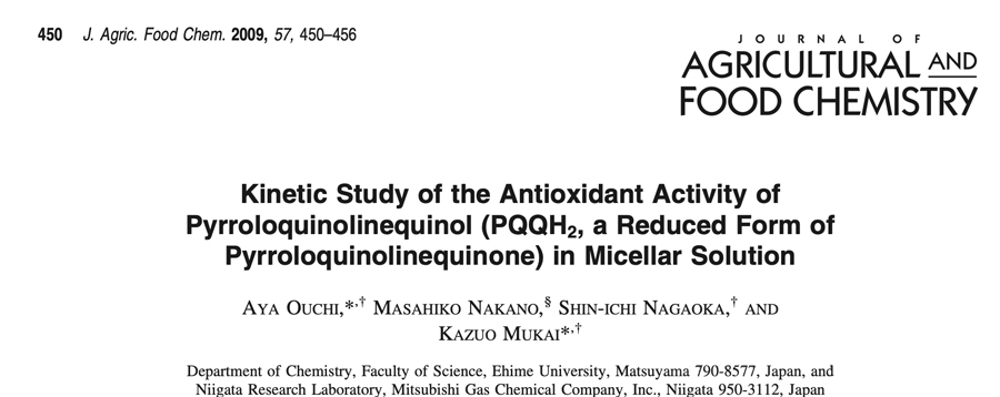 Kinetic Study of the Antioxidant Activity of Pyrroloquinolinequinol (PQQ, a Reduced Form of Pyrroloquinolinequinone)in Micellar Solution