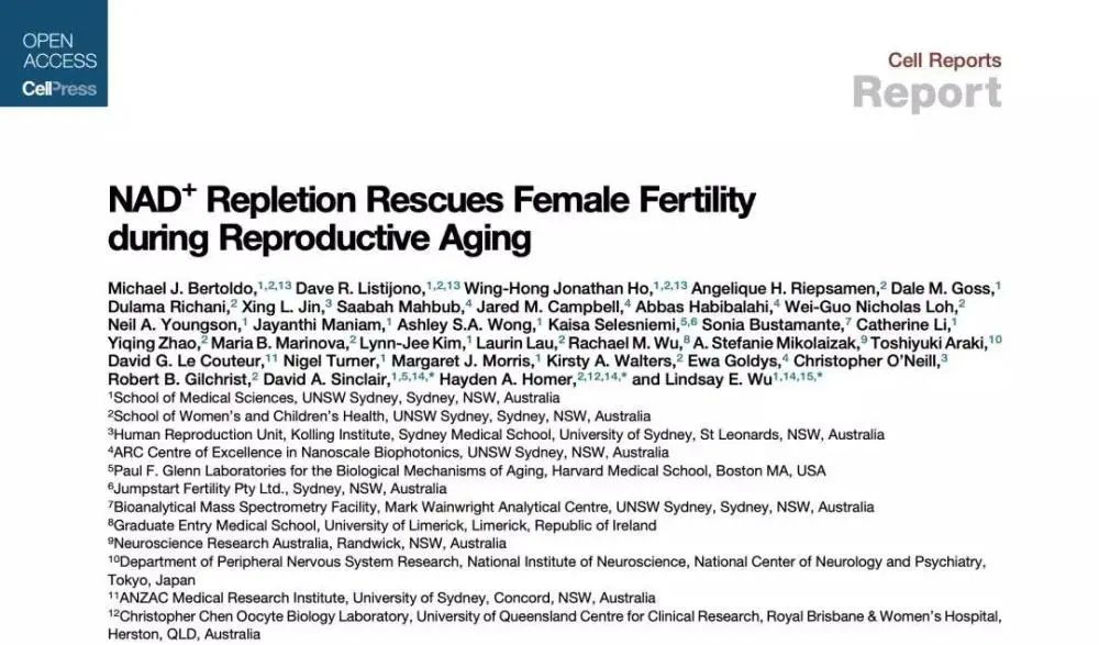 NAD+ Repletion Rescues Female Fertility during Reproductive Aging