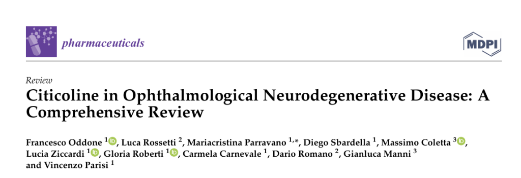 Citicoline in Ophthalmological Neurodegenerative Disease: A Comprehensive Review