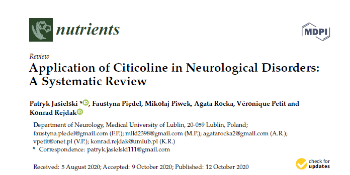 Application of Citicoline in Neurological Disorders: A Systematic Review