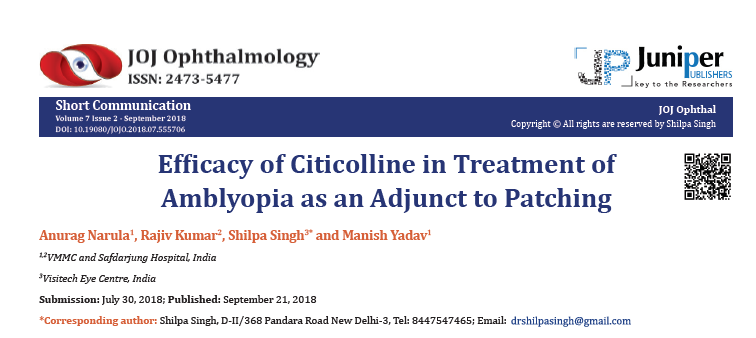 Efficacy of Citicolline in Treatment of Amblyopia as an Adjunct to Patching