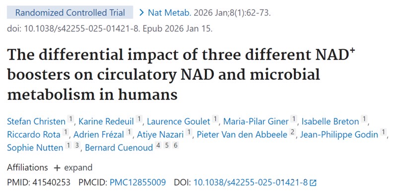 Comparative Effects of Three Different NAD Promoters on Human Circulating NAD and Microbial Metabolism Paper